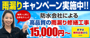 雨漏りキャンペーン 高品質修繕工事15,000円~