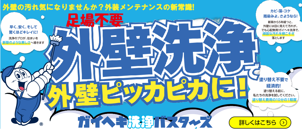 足場不要の外壁洗浄